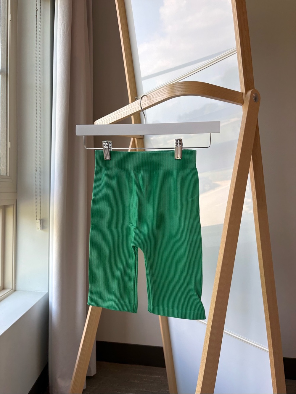 Zara Bright Green Ribbed Kids Bike Shorts